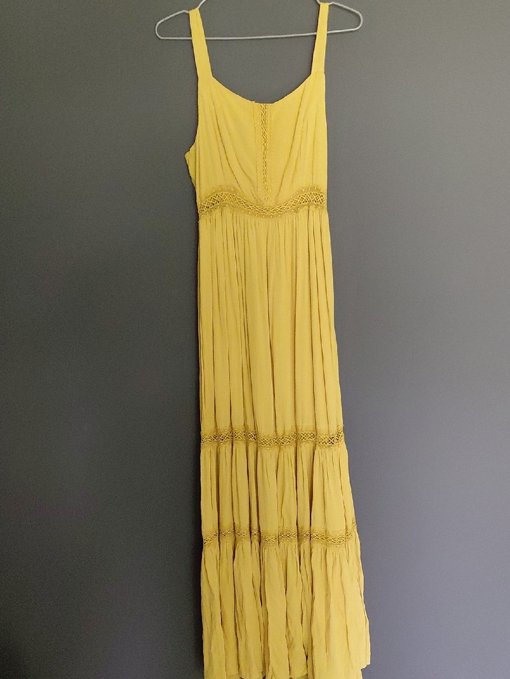 Altar'd State Yellow Sleeveless Maxi Dress with Crochet Waist